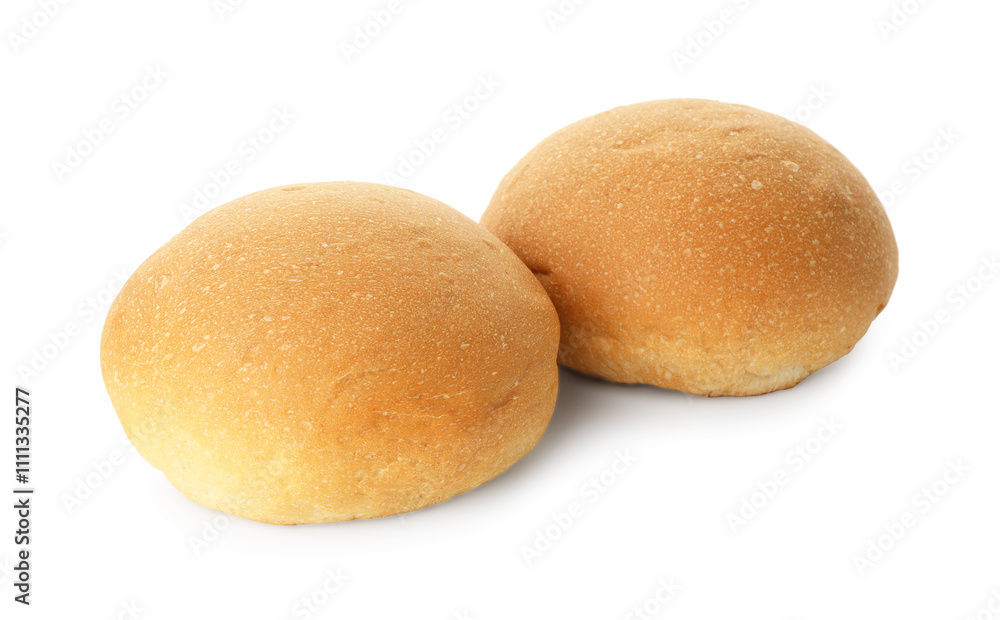 Two fresh tasty buns isolated on white Two fresh tasty buns isolated on white