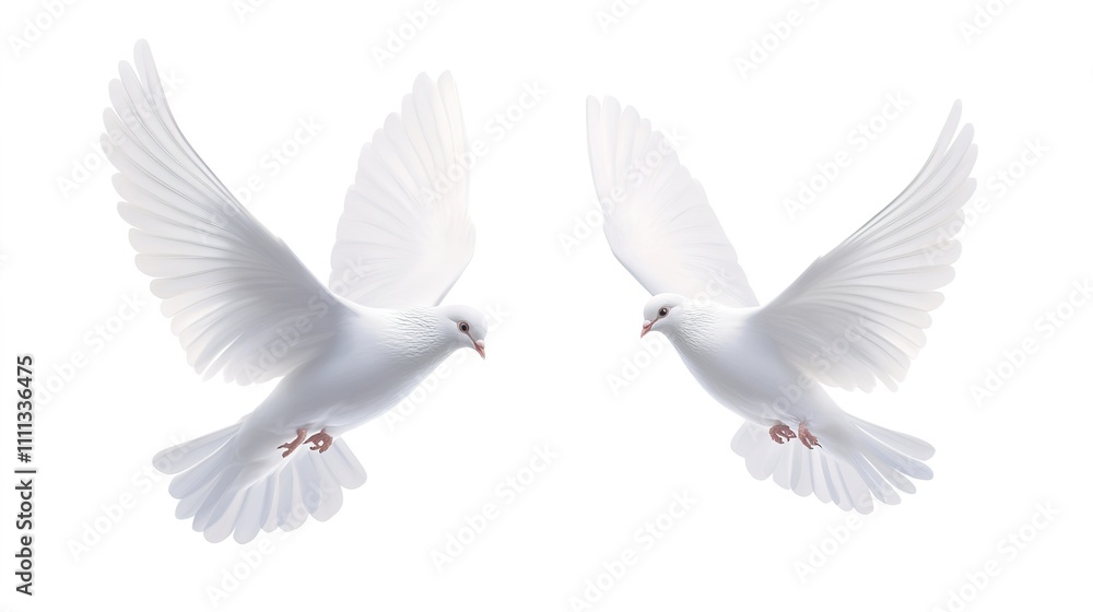 Fototapeta premium Vector image of two elegant white wings, designed with smooth lines and clean details, ideal for creative projects, digital design, or symbolic representations of freedom, purity, or spirituality.