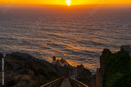 FEBRUARY 2023, POINT REYES NATIONAL SEASHORE, CA. USA - Point Reyes Lighthouse at sunset as it overlooks Pacific Ocean photo