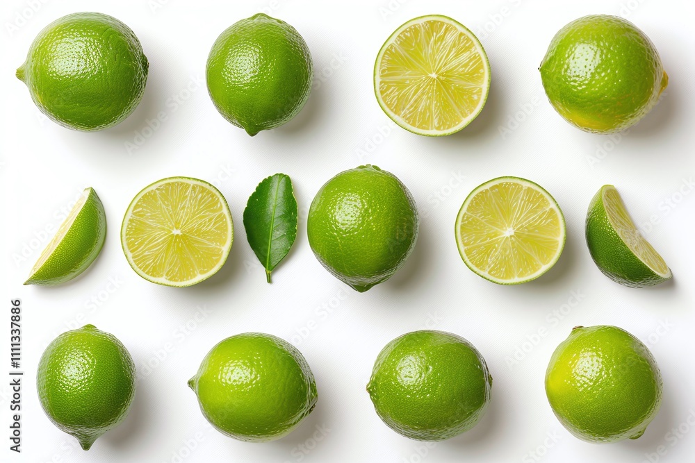 Fresh limes, whole and halved, vibrant green skin, juicy and tangy citrus fruits, natural and healthy, isolated on white background, perfect for drinks, cooking, and garnishes, copy space
Fresh limes, whole and halved, vibrant green skin, juicy and tangy citrus fruits, natural and healthy, isolated on white background, perfect for drinks, cooking, and garnishes, copy space