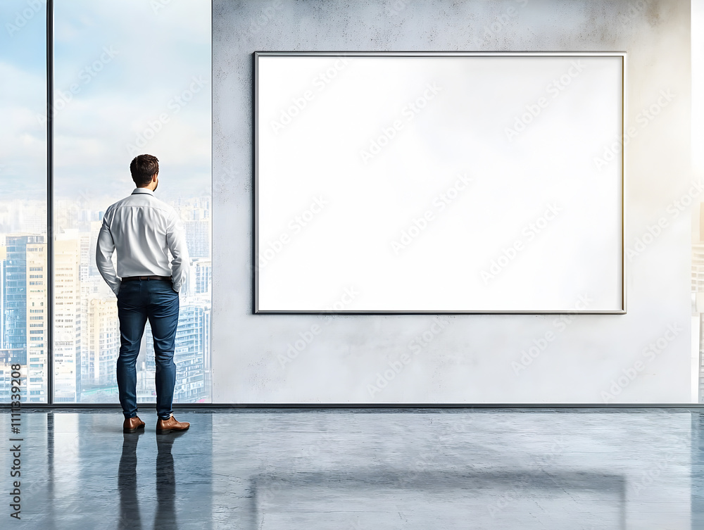 Fototapeta premium businessman with blank board