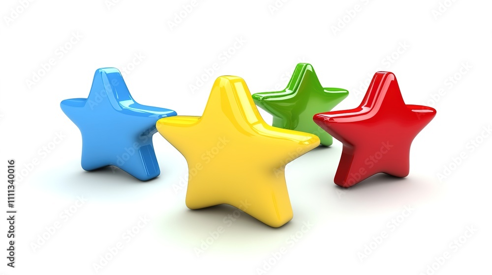 3D Rating Icon with Stars on White Background 3D Rating Icon with Stars on White Background