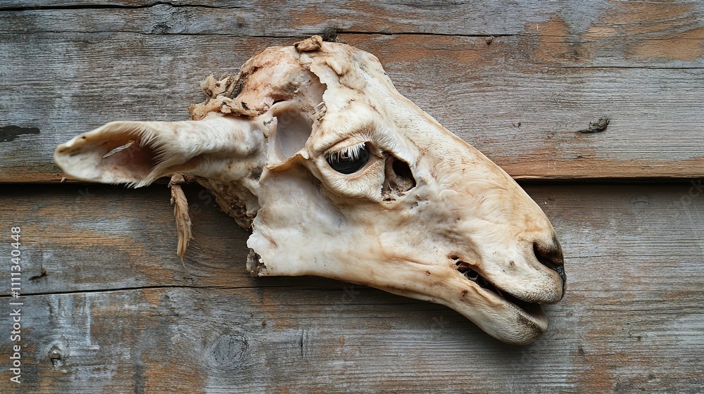 Traditional Sheep Head Dish on a Rustic Table Traditional Sheep Head Dish on a Rustic Table