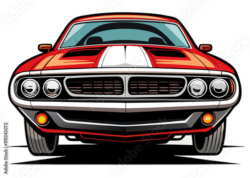 iconic muscle car head light illustration design