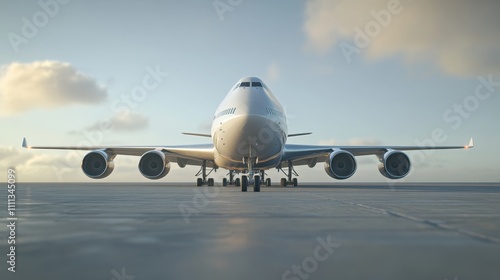 Large Commercial Jet Parked in 3D Rendering