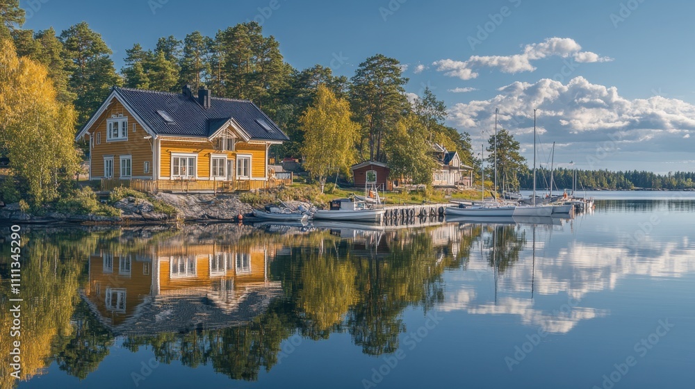 Serene Marina Scene in Finland with Sailboats Serene Marina Scene in Finland with Sailboats