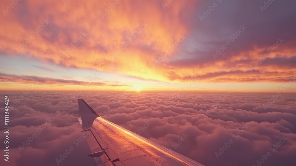 Stunning Sunset View from Airplane Window Stunning Sunset View from Airplane Window