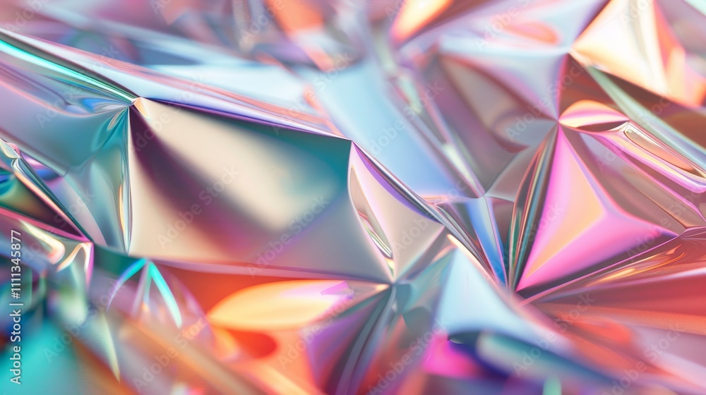 Holographic crumpled foil creating an abstract and colorful texture, perfect for backgrounds and wallpapers Holographic crumpled foil creating an abstract and colorful texture, perfect for backgrounds and wallpapers