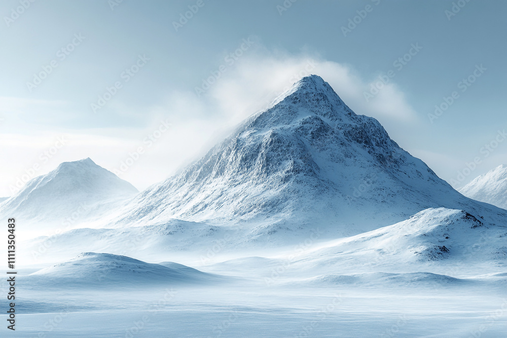 Majestic Winter Mountain Peak Snow Covered Landscape Majestic Winter Mountain Peak Snow Covered Landscape