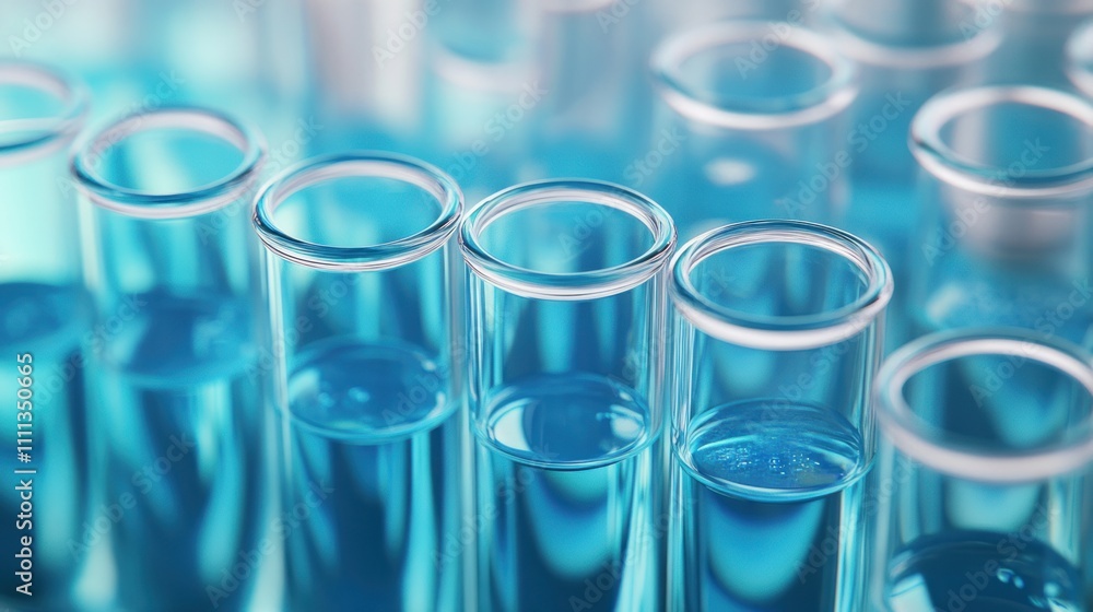 Closeup of Test Tubes with Blue Liquid Closeup of Test Tubes with Blue Liquid