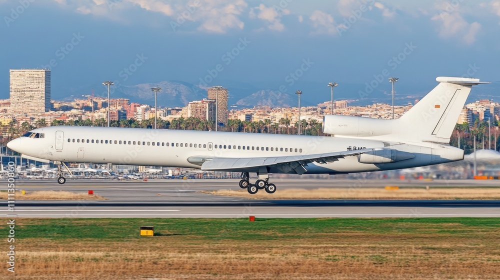 Commercial White Plane Taking Off for Flight Commercial White Plane Taking Off for Flight