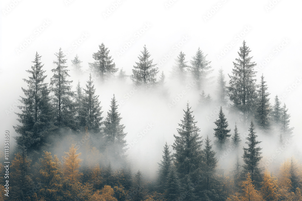Misty Mountain Forest Trees Enveloped In Fog Misty Mountain Forest Trees Enveloped In Fog