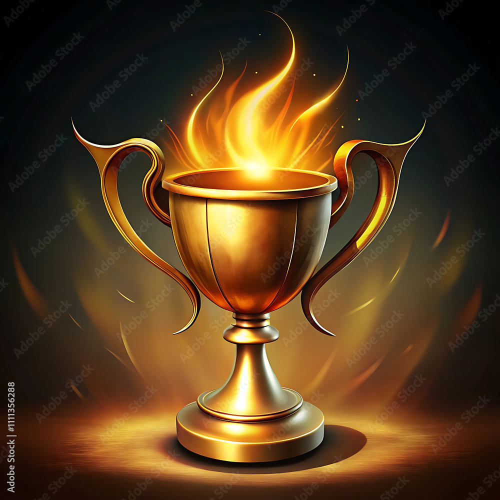 Golden Trophy with Flame Design – Symbol of Victory, passion, achievement and Excellence. Golden Trophy with Flame Design – Symbol of Victory, passion, achievement and Excellence.