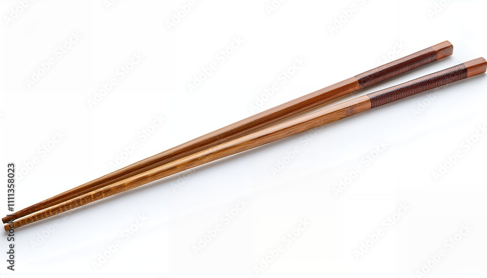 Pair of elegant wooden chopsticks isolated on white background. Pair of elegant wooden chopsticks isolated on white background.