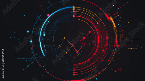 Abstract white background with Colorful circle lines. Digital future technology . Abstract business connection of lines from nodes innovation of communication in the network.