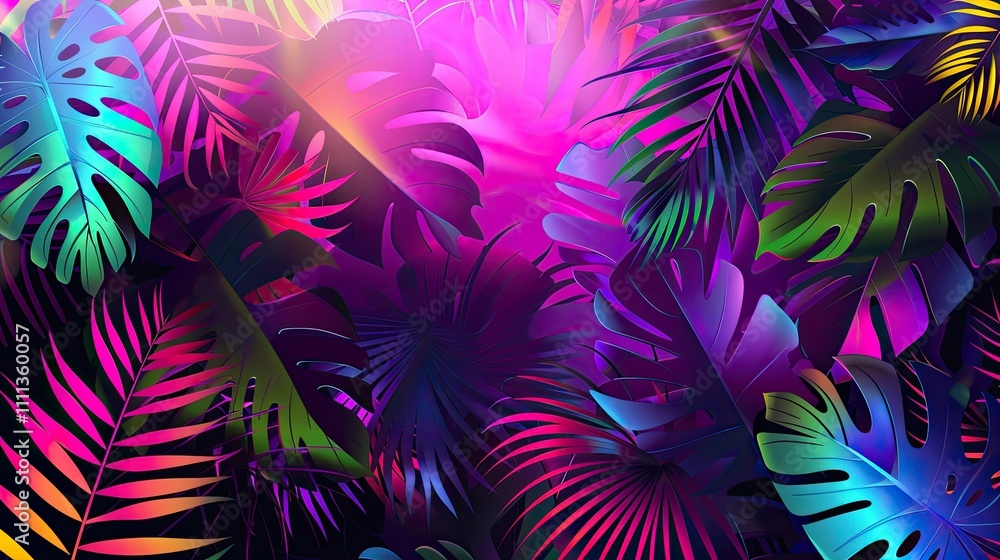Abstract tropical leaves with gradient light effects Abstract tropical leaves with gradient light effects