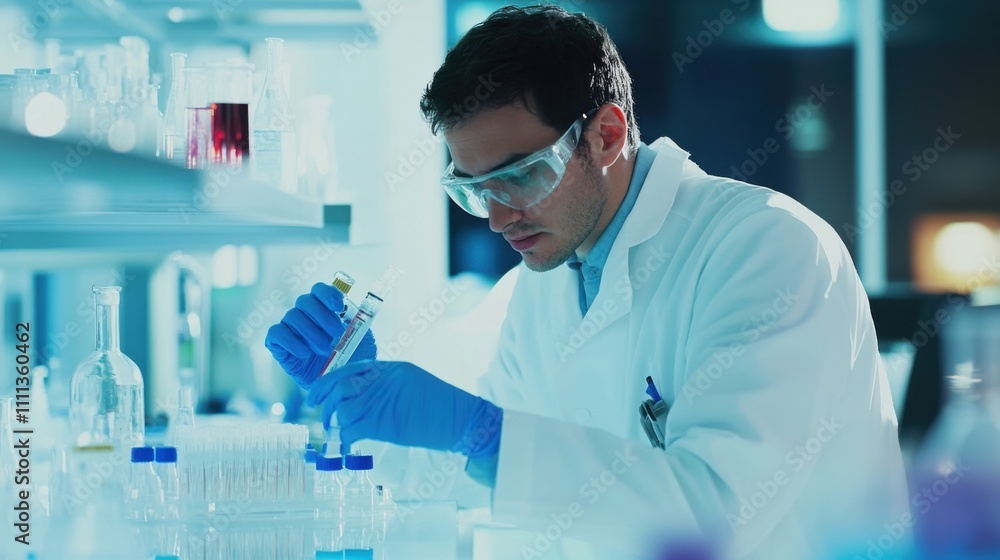 A medical researcher conducting clinical trials in a biomedical research laboratory, with medical equipment and research subjects, Biomedical research scene A medical researcher conducting clinical trials in a biomedical research laboratory, with medical equipment and research subjects, Biomedical research scene