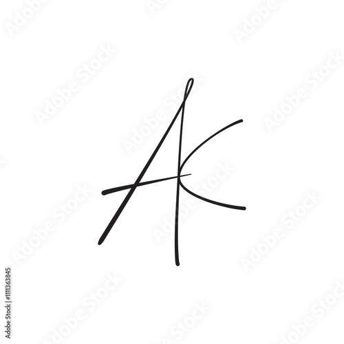 A K AK Beauty vector initial logo, handwriting logo of initial signature, wedding, fashion, jewerly, boutique, floral and botanical with creative template for any company or business. photo