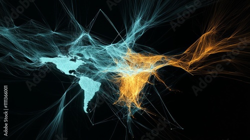 Global Network Connections Visualization Abstract Art