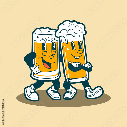 Beer Brother Mascot Cartoon Vector Art, Illustration and Graphic