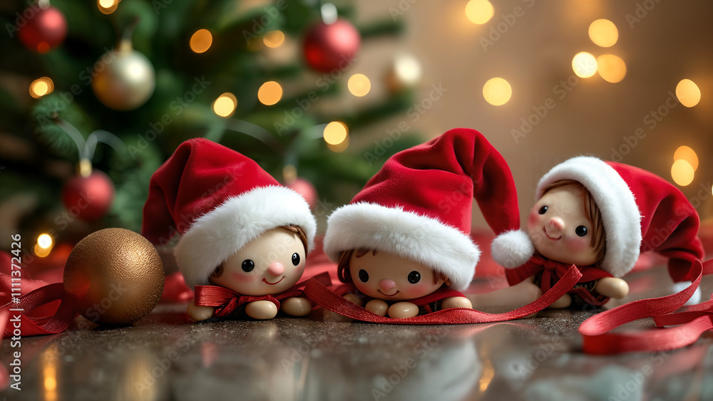 Captivating Tableau: Rich Liquid Chrome Combined with Playful Christmas Items Setting a Joyous Celebration Tone Captivating Tableau: Rich Liquid Chrome Combined with Playful Christmas Items Setting a Joyous Celebration Tone