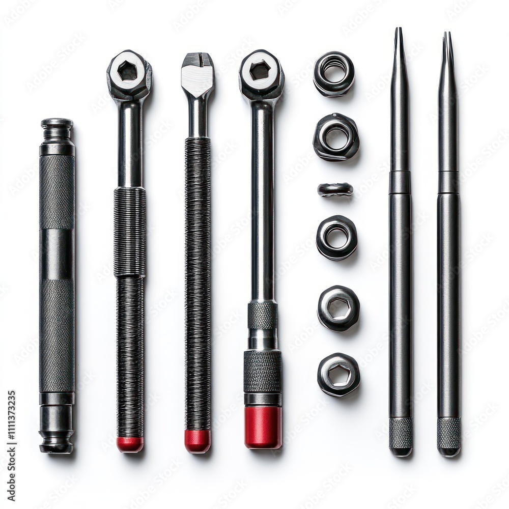 Precision tool set neatly arranged highlighted Precision tool set neatly arranged highlighted