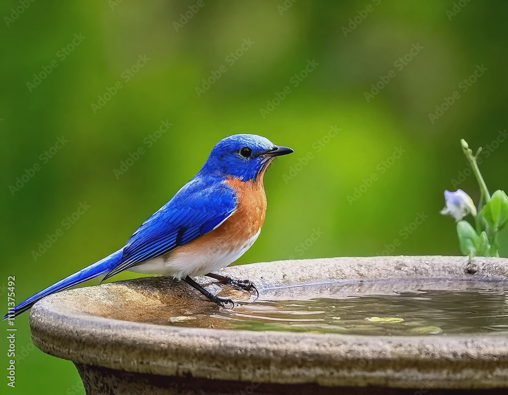 Eastern Blue Jay at a Bird Bath AI Eastern Blue Jay at a Bird Bath AI