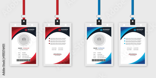 Modern and simple corporate office employee identity card template with two color variation bundle
