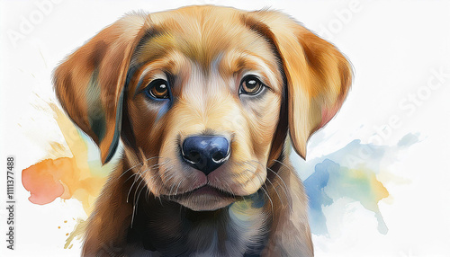 Dog watercolor portrait painting