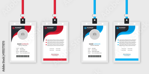 Modern and minimalist layout id card template | Two color variation office employee id card design bundle
