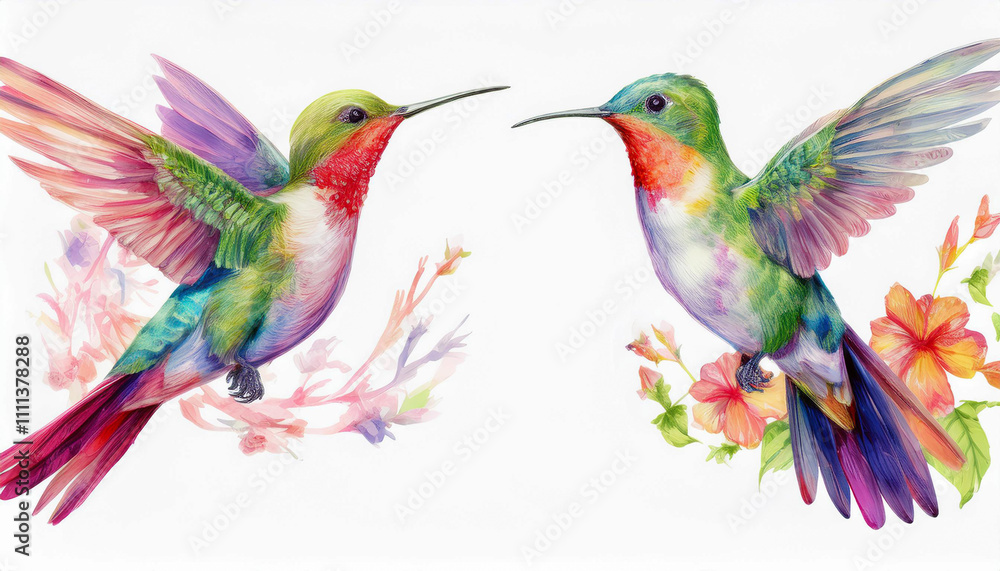 Fototapeta premium hummingbird watercolor
