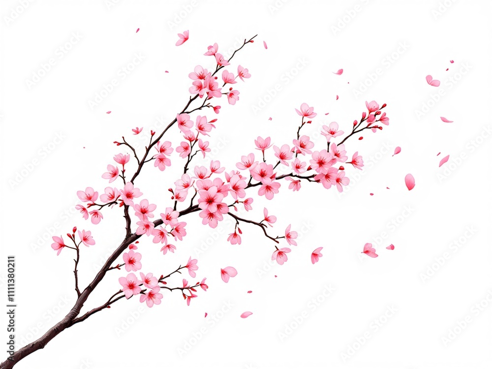 sakura tree branch bloom on white background, symbolizing Hanami1 sakura tree branch bloom on white background, symbolizing Hanami1