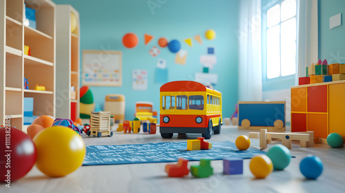 Playful Kindergarten Wonderland: A Kaleidoscope of Childhood Colors and Creativity photo