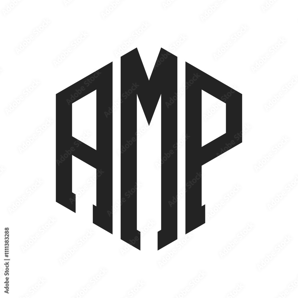AMP Logo Design. Initial Letter AMP Monogram Logo using Hexagon shape AMP Logo Design. Initial Letter AMP Monogram Logo using Hexagon shape