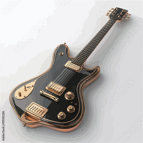 Electric guitar on a white background. 3d rendering. 3d illustration..eps