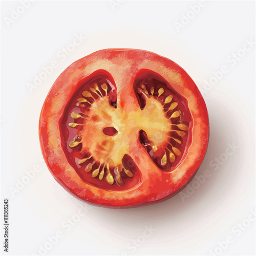 Half of tomato isolated on white background. Top view. Flat lay.eps