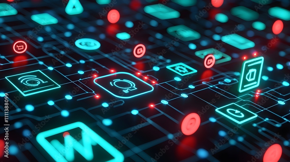 Digital Network Interface Icons Technology Digital Network Interface Icons Technology