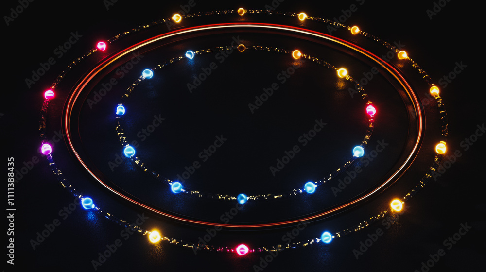 Abstract black background with Colorful circle lines. Digital future technology . Abstract business connection of lines from nodes innovation of communication in the network. Abstract black background with Colorful circle lines. Digital future technology . Abstract business connection of lines from nodes innovation of communication in the network.