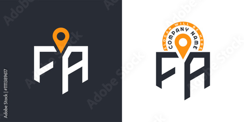 FA Location Logo Bundle. Letter FA Logo Dual Vector Icons for Recruitment and Navigation photo