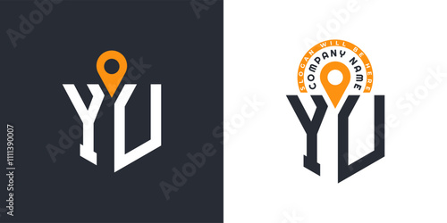 YU Location Logo Bundle. Letter YU Logo Dual Vector Icons for Recruitment and Navigation photo