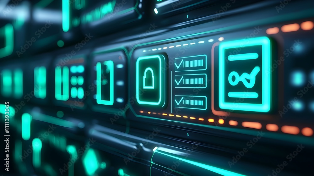 Futuristic Technology Interface: Cybersecurity Dashboard Futuristic Technology Interface: Cybersecurity Dashboard