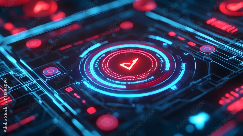 Obraz premium Futuristic Technology Interface HUD Red Blue