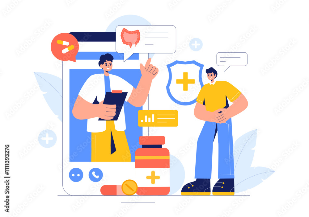 Remote Health Monitoring Vector Illustration featuring the Use of Digital Technology to Track Medical and Health Data in a Fat Style Background Remote Health Monitoring Vector Illustration featuring the Use of Digital Technology to Track Medical and Health Data in a Fat Style Background