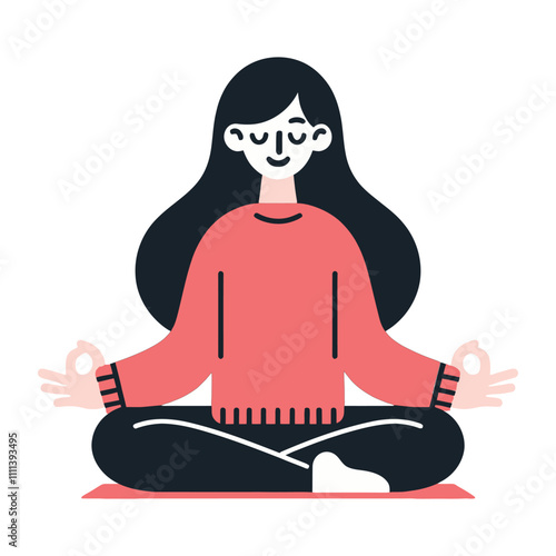 Woman lotus yoga modern flat style vector