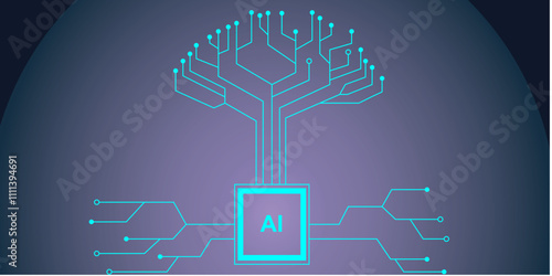 Tree technology from abstract circuit board pattern. digital tehcnology background vector.