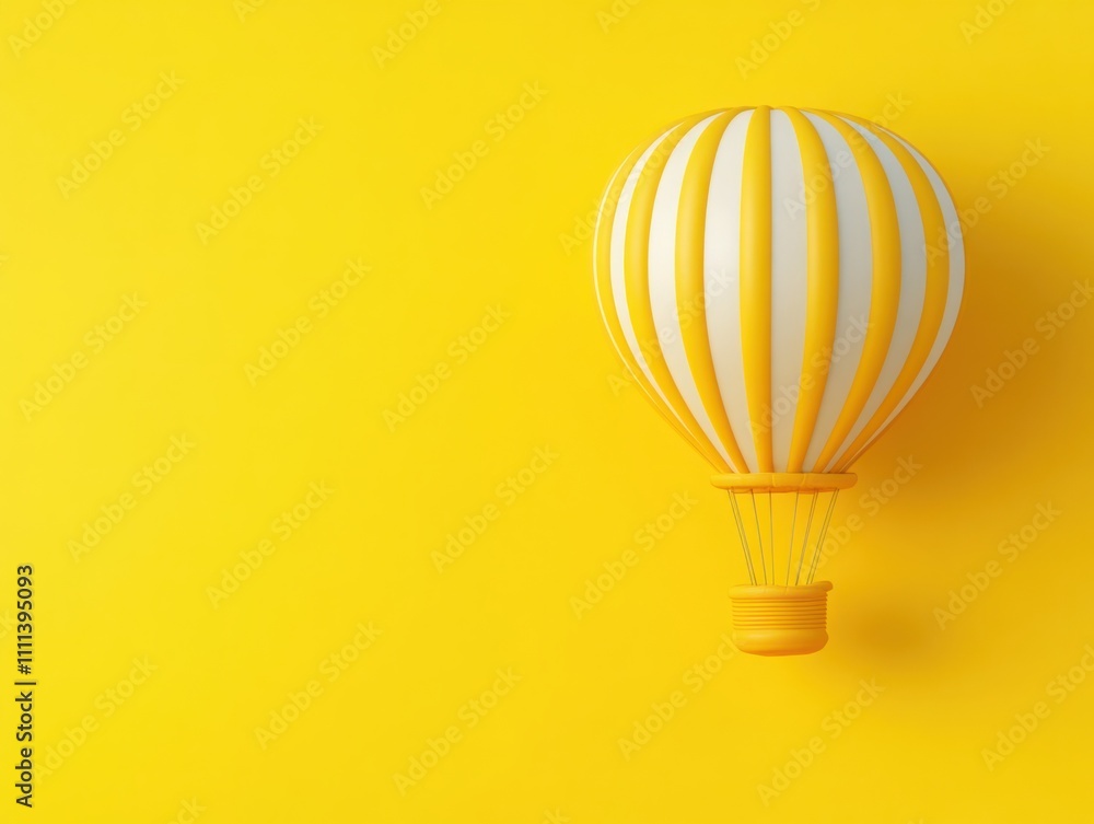 Bright and Cheerful Hot Air Balloon Against a Vibrant Yellow Background, Symbolizing Adventure, Freedom, and Joyful Exploration in the Sky Bright and Cheerful Hot Air Balloon Against a Vibrant Yellow Background, Symbolizing Adventure, Freedom, and Joyful Exploration in the Sky