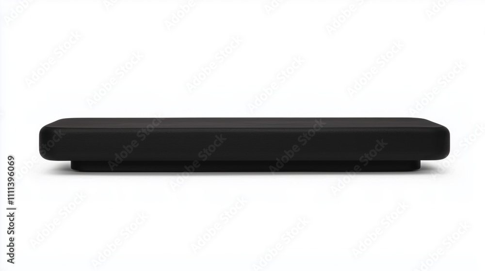 Compact black platform-style furniture piece with rounded edges on white background Compact black platform-style furniture piece with rounded edges on white background