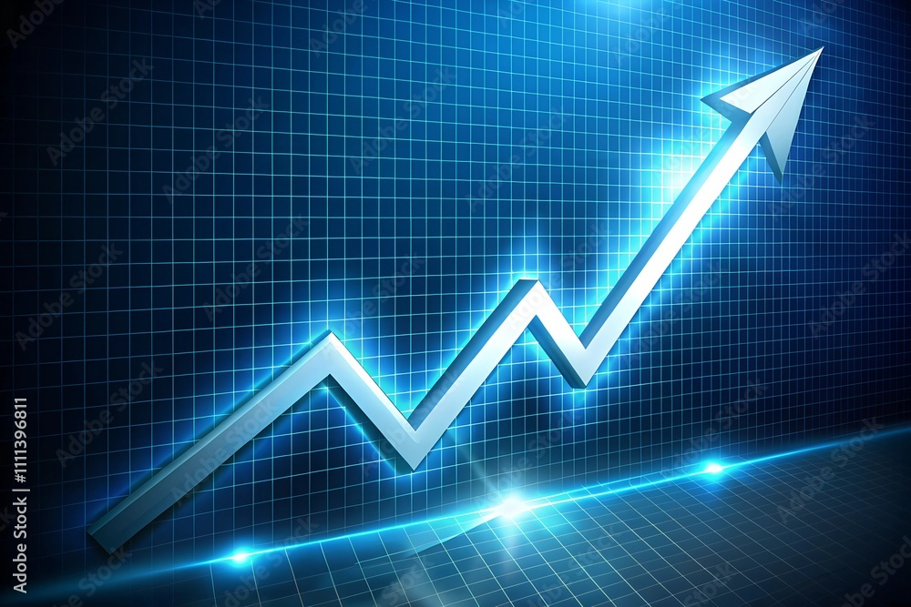 Glowing Upward Arrow Representing Business Success Glowing Upward Arrow Representing Business Success