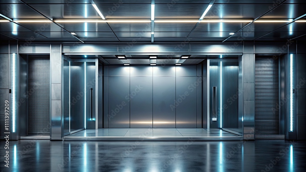 Futuristic room with metal sliding doors, dark, glowing, futuristic, room, metal, sliding doors, dark, glowing, interior Futuristic room with metal sliding doors, dark, glowing, futuristic, room, metal, sliding doors, dark, glowing, interior