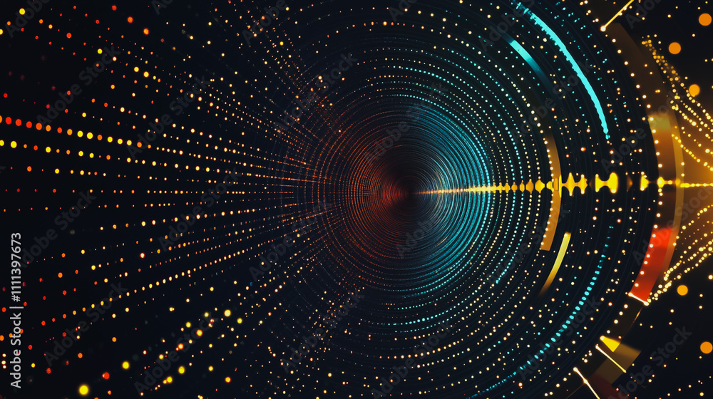 Obraz premium Abstract black background with Colorful geometric lines. Digital future technology . Abstract business connection of lines from nodes innovation of communication in the network.